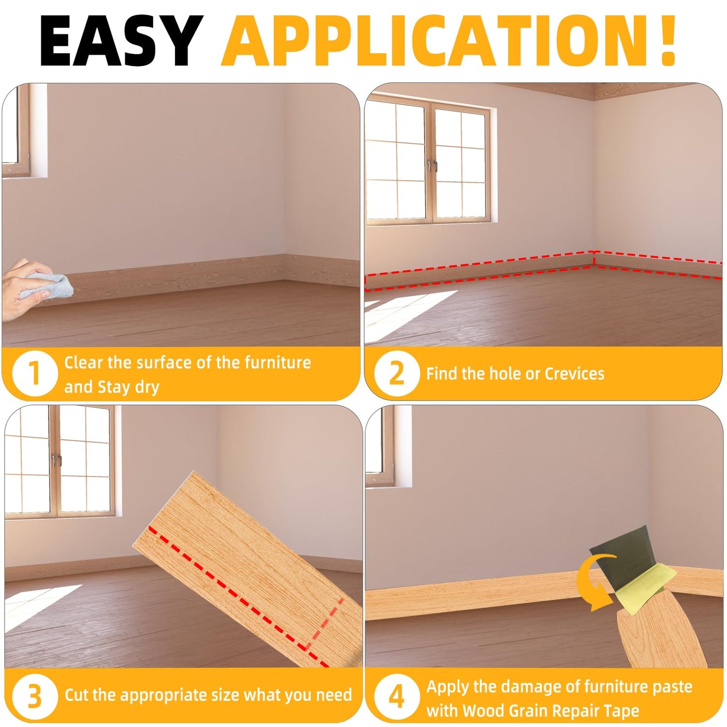 GSCIT Club Wood Grain Repair Tape, 2.4 inch X 15ft Self Adhesive Maple Grain Repair Patch for Tables, Chairs, Baseboards, Doors, Windows, Floors, Handicraft DIY.