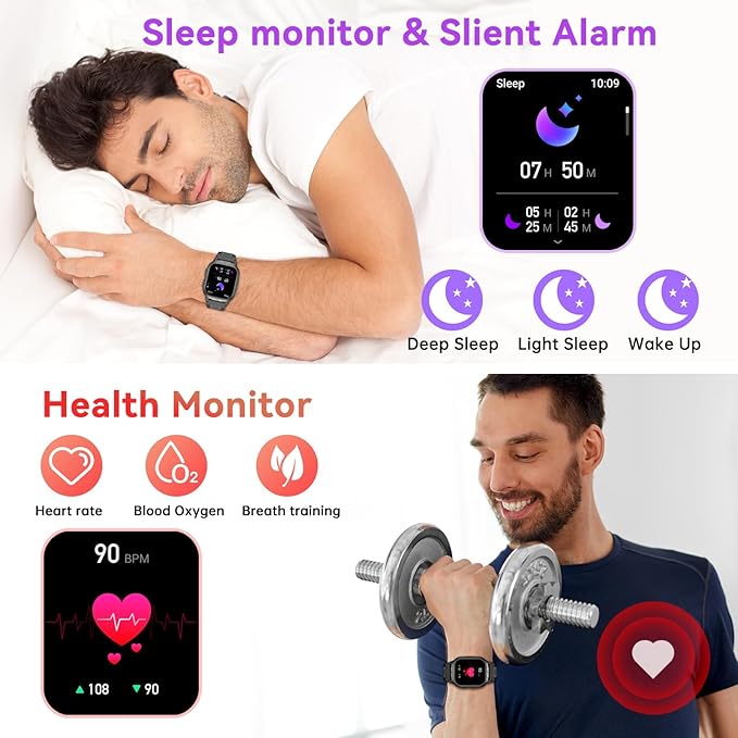 Smart Watch for Men Fitness Tracker: Military Waterproof Make Answer Call Digital Mens Watches Running Step Pedometer Smartwatch Android Phone iPhone Samsung Compatible Sleep SpO2 Heart Rate Monitor