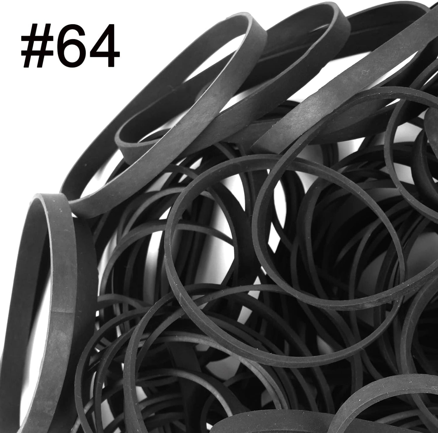 Rubber Bands Size #64 - 120 Pieces Elastic Black Bands for Office, Files, Litter Box