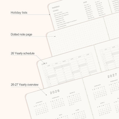 And Per Se 2026 Planner with Pattern-Daily, Weekly & 15-Monthly Leather Hardcover Planner, 5.7" x 8", Daily Schedule, Monthly Tabs, 100 GSM Thick Paper, Back Pocket(Botanical Floral)