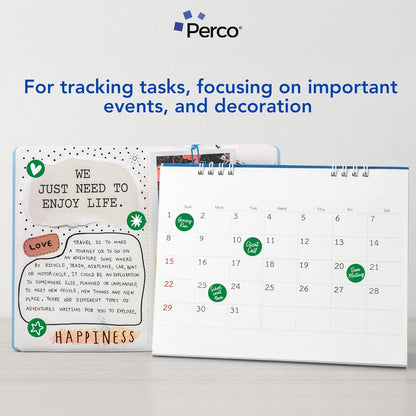 Perco Green 1-Inch Round Circle Dot Sticker Labels with Easy Peel Perforation - 1,000 Labels per Roll - Strong Adhesion, Vibrant Colors for Organizing, Crafting & More - Made in USA