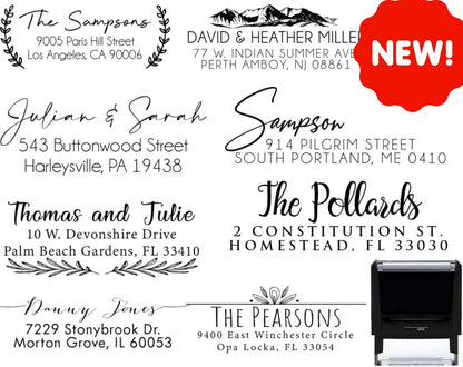 Custom Address Stamps Self Inking or Wood Handle 20+ Designs to Choose from! Return Address Stamp Stamper Self Inking Personalized Customized Stamp Return Address Floral Wedding Script Labels Mail