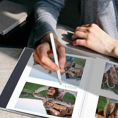 Vienrose Large Photo Album Self Adhesive for 4x6 8x10 Pictures Linen Scrapbook Album DIY 60 Blank Pages with A Metallic Pen
