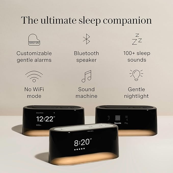 Loftie Alarm Clock with Sound Machine – Smart Alarm Clock w/Light, White Noise, Bluetooth Speaker, Night Light, 100+ Sounds, Blackout Mode, No WiFi Mode, Optional Subscription, Coffee