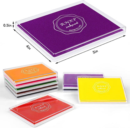 MOYBMG Large Purple Permanent Ink Pad for Rubber Stamps, 5x4 Inch, Kids Non-Toxic Safe Ink Pad, Paper Wood Fabric