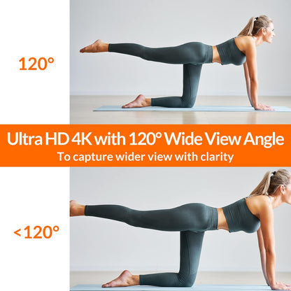 Innex C470 4K Webcam with Microphone, AI Auto-Framing, 5X Digital Zoom, Auto Light Correction, for Zoom, Microsoft Teams, 120 Degree Wide Angle Webcam for PC, Mac, Windows, Video Call, Live Streaming