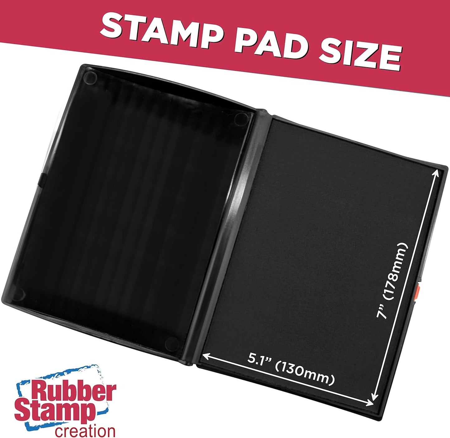 Large Premium Black Ink Stamp Pad - 5" by 7" - Quality Felt Pad