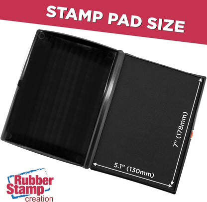 Large Premium Black Ink Stamp Pad - 5" by 7" - Quality Felt Pad