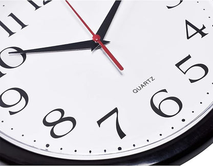Bernhard Products Black Wall Clock Silent Non Ticking 10 Inch Quality Quartz Battery Operated Round Easy to Read Home/Office/Kitchen/Classroom/School Clock Sweep Movement