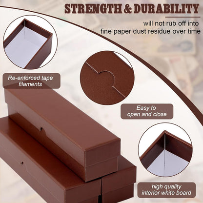 Teling 8 Pcs Coin Storage Box 2x2inch Flip Holders Collectors Coin Supplies Holders for Cents Collection Cardboard (Brown)