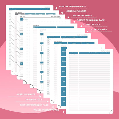 IN-LUXPRO Weekly Monthly 2026 Planner (Jan.26-Dec.26),8.5"x6.5",12 Months Agenda Plan with Month Tabs & Pocket,Expenses/Note Pages, Appointment Book Calendar with Vegan Leather Cover,Rose Red