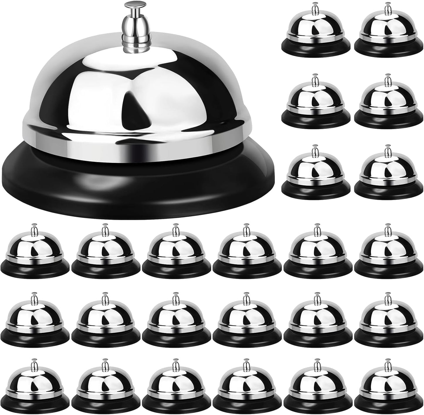Yexiya 100 Packs Call Bell 3.35 Inch Diameter with Metal Anti-Rust Construction Service Bell for Hotels, Schools, Restaurants, Reception Areas, Hospitals, Warehouses