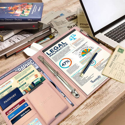 Darolin Business/Resume Portfolio Folder Binder, Padfolio with 3 Ring Binder, Interview/Conference/Legal Document Organizer, Leather Portfolio Padfolio for Women/Men-RG