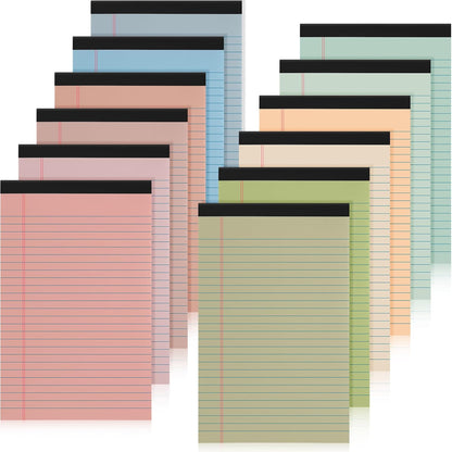 Fuutreo 12 Pcs 5" x 8" Legal Pad Writing Notepads 50 Sheets Small Legal Pad Narrow Ruled Multiple Color Lined Paper for School College Office Supplies Work (Earthy Colors)