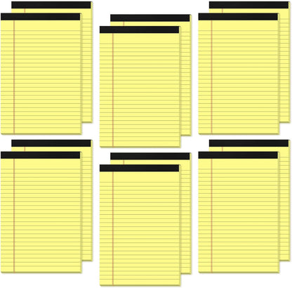 12 Pack Small Yellow Legal Pads 5x8 Note Pads 5x8 College Ruled Yellow Notepads 5x8 Narrow Ruled Yellow Paper Pads 25 Lines 80 GSM Small Paper Tablets 5x8" Lined Notepad With 30 Sheets Per Legal Pad