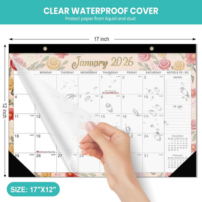 Comix 2025-2026 Floral Desk Calendar - 18 Month Desk Calendar (July 2025–Dec 2026) | 17"x12" Thick Paper with Classic Design for Office & Home