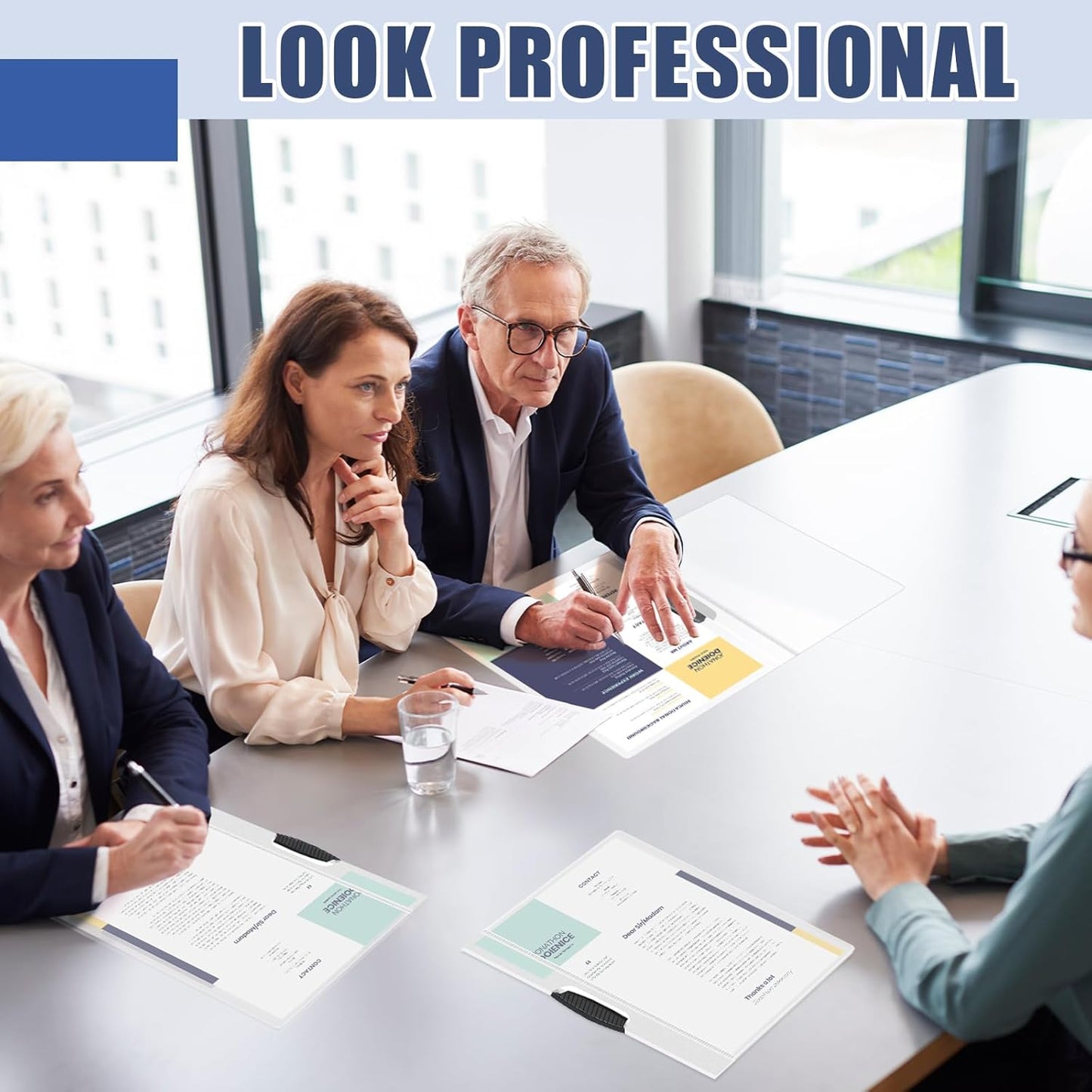 Teling 24 Pcs Clear Report Covers with Sliding Bar and Clip Presentation Folders Resume Folders for Classroom Business Files Document School Office, 9.4 x 11.8 Inches(Clear)