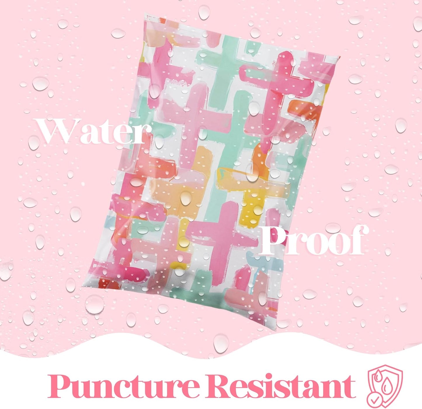 10x13 Designer Poly Mailer 100 Pack Heavy Duty Waterproof Self Seal Shipping Bags for Small Business Large Mailing Envelopes Bulk Tear Resistant Packaging Pastel Crosses Faith