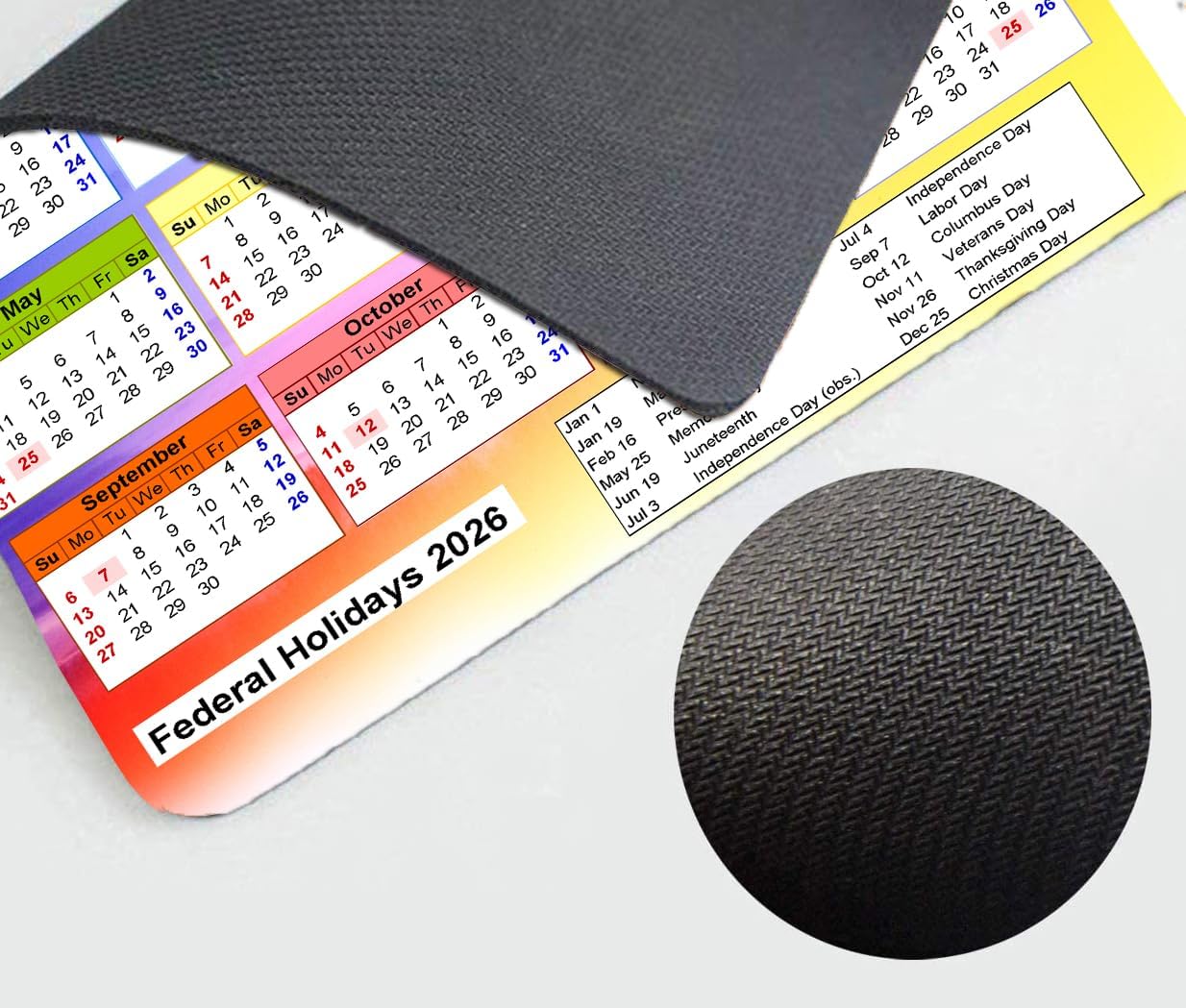 Calendar Mouse pad,2026 Watercolor Background Calendar Natural Rubber Mouse Pad, Quality Creative Gaming Rectangle Mouse Personalized Desk Mouse Pad 9.5 inch x 7.9 inch