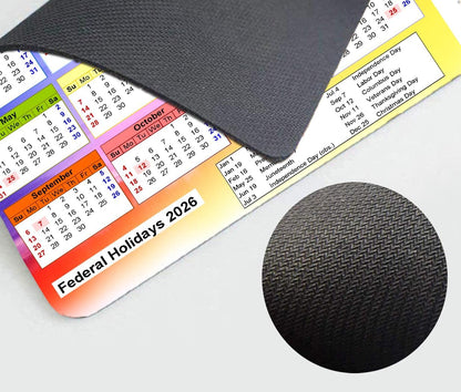 Calendar Mouse pad,2026 Watercolor Background Calendar Natural Rubber Mouse Pad, Quality Creative Gaming Rectangle Mouse Personalized Desk Mouse Pad 9.5 inch x 7.9 inch