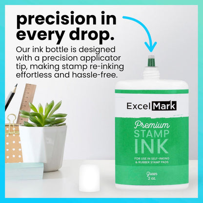 Self Inking Stamp Refill Ink - 2 oz. - Green Ink