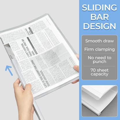 M&G 10 Pack Report Covers with Sliding Bar, 70 Sheet Presentation Folders,10mm Clear Report Folder for A4 and Letter Size Paper,8.7X 12.2inch