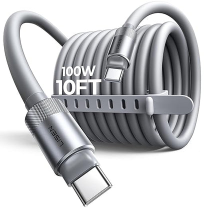 LISEN USB C Cable 10FT, Chubby 100W USB C to USB C Fast Charging Cable, Soft Silicone Long USBC to USBC for iPhone 17 Air 16 15 Pro Max, Samsung S25, MacBook Pro/Air, Switch 2, iPad