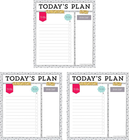 Carson Dellosa Today's Plan Notepad 3-Pack Set, Note Pads for To Do List, Goals, Checklist, and Classroom Organization Stationary, Desk Accessories and Office Supplies