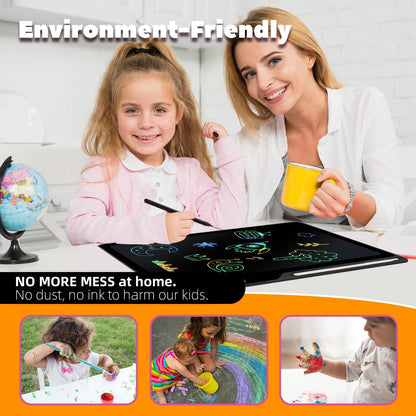 LCD Writing Tablet for Kids, Rechargeable 21 Inch Doodle Board,Easter Basket Stuffers,Preschool Learning Toys Christmas Birthday Gift 3 4 5 6 7 Year Old Girls Boys (Black)