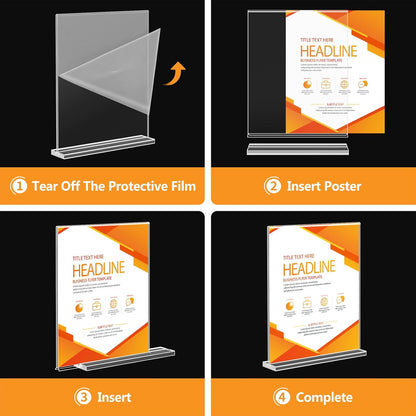 Acrylic Sign Holder 8.5 x 11, Double Sided Sign Holder Stand, Plastic 12 Pack Table Paper Stand, Vertical Menu Flyer Stand, T Shape Table Flyer Holder