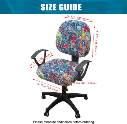 Smiry Stretch Printed Office Computer Chair Covers, Universal Washable Removable Desk Rotating Chair Slipcovers Protector, Seat + Backrest Cover - Blue Green