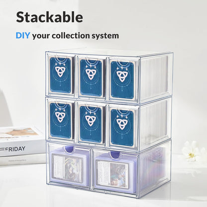 6 Drawer Trading Card Storage Box, 2200+ Cards Organizer with Divider, Clear Stackable Drawers for TCG, MTG, PTCG, Sports Cards (6 Drawer Card Box)