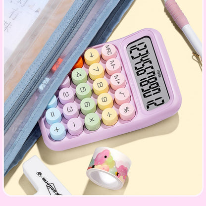 Colorful Calculator, Candy-Colored Electronic Desktop Calculators with 12Digit Large LCD Display and Big Round Buttons, Typewriter-Inspired Mechanical Key Calculator for Office,School, Home, Business