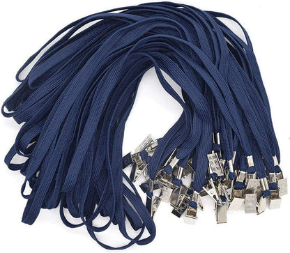 Bird Fiy Lanyards with Id Holder Badges Name Tags 50 Pack Lanyards with Bulldog Clip and 50 Pack Waterproof Clear Plastic Vertical Name Tag Badge ID Card Holders (Navy Blue)