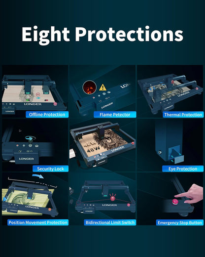 Longer B1 40W Laser Engraver with Auto Air Assist,48000mw Output Power Laser Cutting Machine for Laser Engraving on Wood and Metal, Glass, Leather