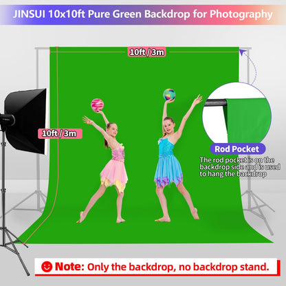 Green Screen Backdrop 10x10 ft, Chroma Key Greenscreen Background for Streaming Zoom, Photo Backdrop Curtain for Photography, Thick Polyester Fabric Cloth Sheet for Photoshoot Video (Backdrop Only)