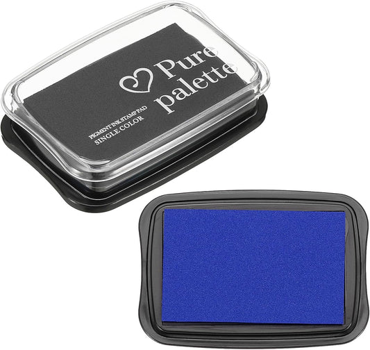 PATIKIL 3"x2" Large Stamp Pad, 2Pcs Washable Craft Ink Pad for Rubber Stamp Card Making Stamping Scrapbook Fingerprint Handprint, Dark Blue/Black