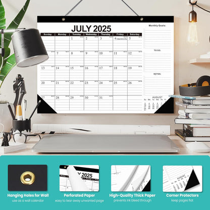 Comix 2025-2026 Black & White Desk Calendar - 18 Month Desk Calendar (July 2025–Dec 2026) | 17"x12" Thick Paper with Classic Design for Office & Home