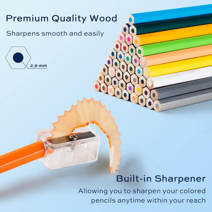 72 Colored Pencils for Adult Coloring Books, Soft Core, Art Drawing Pencils for Artists Kids Beginners, Coloring Pencils Set with Sharpener for Coloring, Sketching, Painting