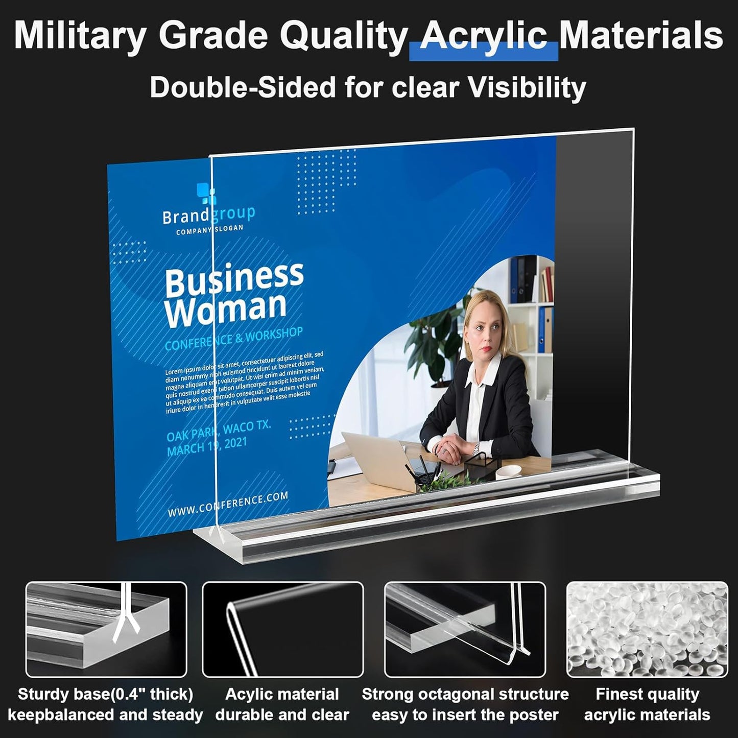 Acrylic Sign Holder 7x5, 6 Pack Clear Double Sided Table Menu Display Stand Suitable for Restaurants, Office, Store, Hotels