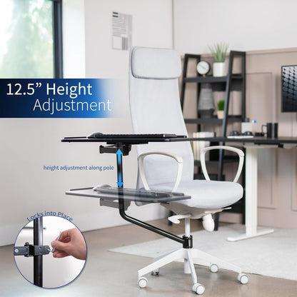 VIVO Office Chair Mounted 26 x 12 Inch Keyboard and Mouse Tray, Ergonomic Tilt, Full Motion 360 Degree Rotation, Black, MOUNT-KB08C