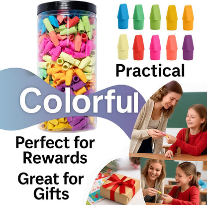 Cap Erasers for Pencils Pulk - Pencil Top Erasers Cap Erasers Toppers for Latex Free Assorted Colors School Supplies for Teachers Sudents Classroom Home and Office (500)