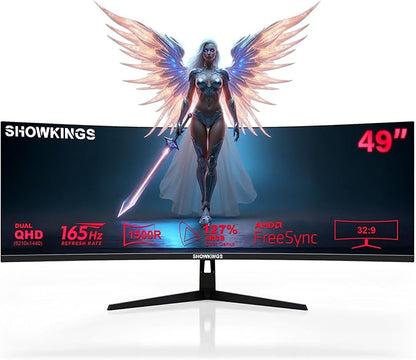 49 Inch Curved Ultrawide QHD Gaming Monitor, 1500R 165Hz 32:9 QHD 5120x1440 Computer Monitor, 127% sRGB VESA Display HDR, Supports Wall Mounted Installation, Eye Care