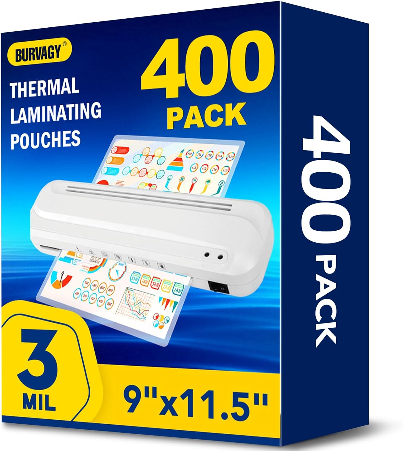 400 Pack Laminating Sheets, 3 Mil, 9 x 11.5 Inches Thermal Laminating Pouches Lamination Sheet Paper for Laminator, Clear, Letter Size, Office and School Supplies