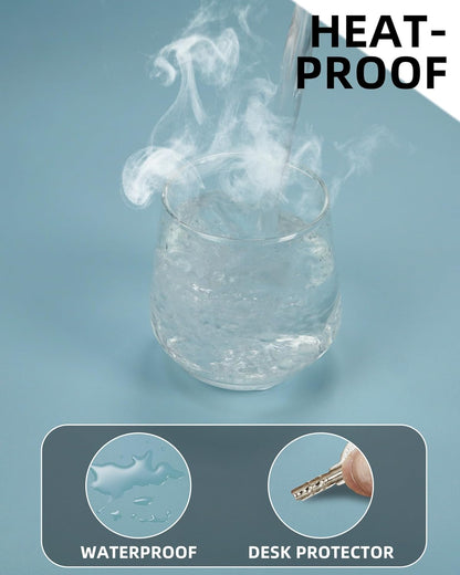 Leather Desk Pad Protector,Desk Mat,Large Mouse Pad, Non-Slip Desk Pad, Waterproof PU Leather Desk Blotter Mat, Desk Cover for Office and Home (Light Blue, 36" x 17")