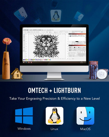 OMTech 90W CO2 Laser Engraver with LightBurn, 20x28 Inch Laser Engraving Cutting Machine with Autofocus Autolift 4 Way Pass Air Assist Water Pump, Commercial Laser Cutter for Wood Glass Acrylic More