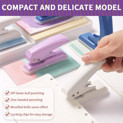 Single Hole Punch, 40 Sheets Punch Capacity, Kaluofan Hole Puncher Single, Small Hole Punch with Non-Slip Removable Base, One Hole Puncher for Crafts, Scrapbooks, Paper, Chipboard (Purple)