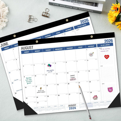 Desk Calendar2026-2027, With 2 sticker, 18 Month Calendar Running to June 2027-22" x 17" Desktop/Wall Monthly Calendar for Homeschool or Office