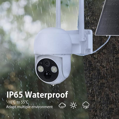 WOOLINK 2PCS 4MP Solar Security Cameras Wireless Outdoor, 2.5K Solar/Battery Powered Camera for Home Security, Pan/Tilt 2.4Ghz WiFi Camera with PIR, 2-Way Audio, Cloud/SD, Color Night Vision
