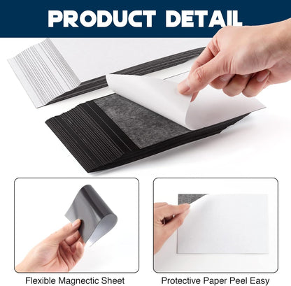 Magnetic Sheets with Adhesive Backing for Fridge 4x6 Pictures Magnets (Bulk Pack of 64),Adhesive Photo Magnets for Home/Classroom/Office/DIY Fridge Magnets